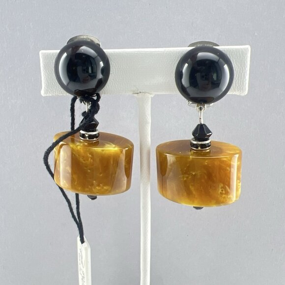Angela Caputi Earrings CLIP ON Modernist Dangle Resin Geometric Art Gallery NWT - Picture 9 of 11